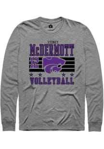 Sydney McDermott K-State Wildcats Grey NIL Striped Long Sleeve Player T Shirt