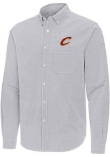 Antigua Cleveland Cavaliers Mens Ash Porter Long Sleeve Dress Shirt