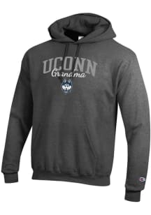 Champion UConn Huskies Mens Charcoal Grandma Script Powerblend Long Sleeve Hoodie