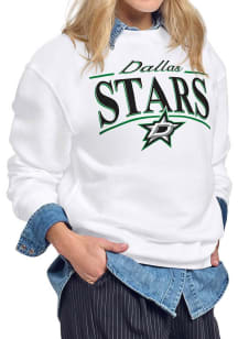 Starter Dallas Stars Womens White Arch Stripe Crew Sweatshirt