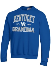 Champion Kentucky Wildcats Mens Blue Est. Date Grandma Powerblend Long Sleeve Crew Sweatshirt