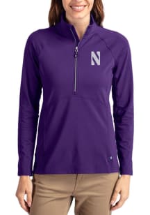 Cutter and Buck Northwestern Wildcats Womens Purple Adapt Eco Qtr Zip Pullover