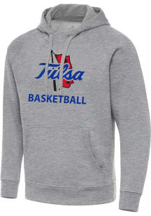 Antigua Tulsa Golden Hurricane Mens Grey Heather Basketball  Victory Long Sleeve Hoodie