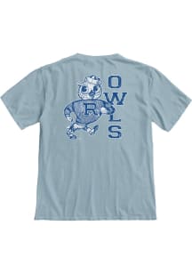 Blue 84 Rice Owls Navy Blue Front Back Overdyed Short Sleeve T Shirt