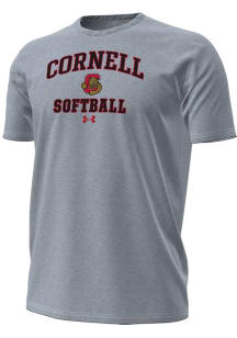 Under Armour Cornell Big Red Grey Softball Performance Short Sleeve T Shirt