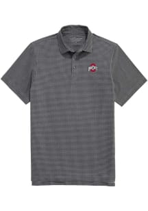 Ohio State Buckeyes Mens Charcoal Sankaty Houndstooth Short Sleeve Fashion Polo
