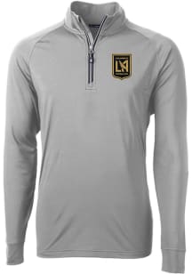 Cutter and Buck Los Angeles FC Mens Grey Adapt Eco Knit Long Sleeve Qtr Zip Pullover