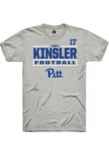 Tony Kinsler Pitt Panthers Ash Football NIL Stacked Box Short Sleeve Player T Shirt
