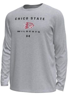 Under Armour CSU Chico Wildcats Grey Straight Name Tech Stretch Long Sleeve T-Shirt