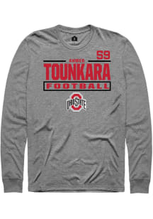 Ahmed Tounkara Ohio State Buckeyes Graphite Football NIL Stacked Box Long Sleeve Player T Shirt