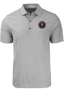 Cutter and Buck Inter Miami CF Mens Graphite Forge Stripe Short Sleeve Polo