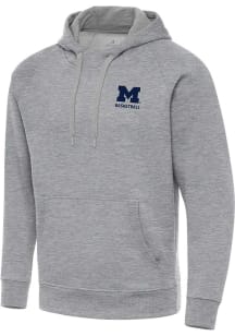 Antigua Michigan Wolverines Mens Grey Victory Basketball Long Sleeve Hoodie