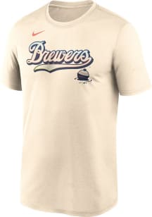 Nike Milwaukee Brewers Natural Fanwear City Connect Script Legend Short Sleeve T Shirt