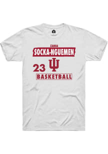 Zania Socka-Nguemen Indiana Hoosiers White NIL Striped Short Sleeve Player T Shirt