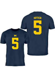 Savion Hiter Michigan Wolverines Blue NIL Name and Number Short Sleeve Player T Shirt