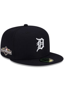 New Era Detroit Tigers Mens Navy Blue 2025 Home Post Season Side Patch 59FIFTY Fitted Hat