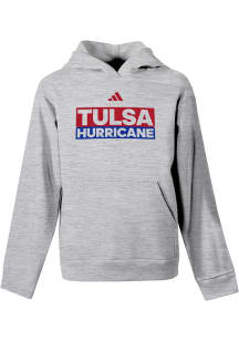Adidas Tulsa Golden Hurricane Youth Grey Heat Seal Fleece Long Sleeve Hoodie