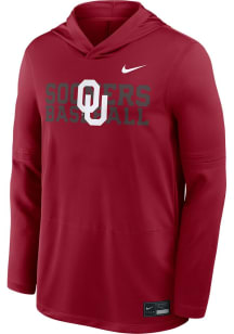 Nike Oklahoma Sooners Mens Crimson DriFit Light Weight Baseball Long Sleeve Lightweight Hoodie