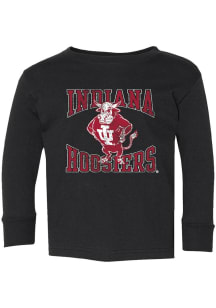 Summit Sportswear Indiana Hoosiers Toddler Black Mascot Long Sleeve T-Shirt