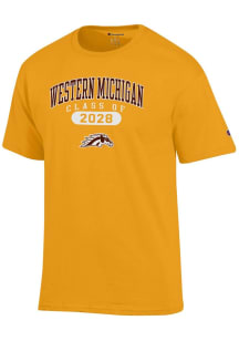 Champion Western Michigan Broncos Gold Arch Pill Class of 2028 Jersey Short Sleeve T Shirt