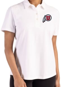 Cutter and Buck Utah Utes Womens White Advantage Short Sleeve Polo Shirt