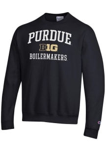 Champion Purdue Boilermakers Mens Black Big Ten Powerblend Long Sleeve Crew Sweatshirt
