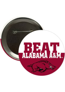 Arkansas Razorbacks BEAT Alabama A&M 3" Button - Red