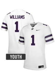 Izaiah Williams K-State Wildcats Youth White Nike NIL Name And Number Football Jersey
