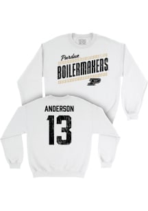 Akasha Anderson  Campus Ink Purdue Boilermakers Youth White NIL Slant Long Sleeve Crew Sweatshirt