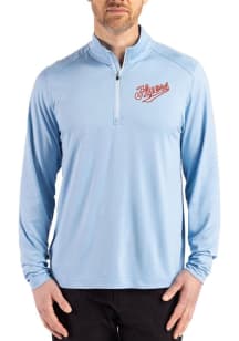 Cutter and Buck Dayton Flyers Mens Light Blue Vault Coastline Long Sleeve Qtr Zip Pullover