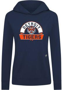 Levelwear Detroit Tigers Womens Navy Blue Relay Banner Arch Hooded Sweatshirt