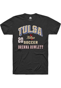 Brenna Rowlett  Tulsa Golden Hurricane Black Rally NIL Arch Logo Short Sleeve T Shirt