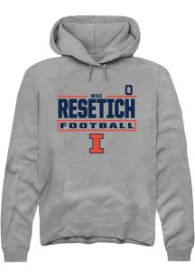 Mac Resetich Illinois Fighting Illini Mens Graphite Football NIL Stacked Box Player Hood