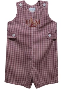 Vive La Fete Louisiana-Monroe Warhawks Baby Red Gingham Overalls