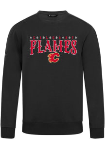 Levelwear Calgary Flames Mens Black Zane Snowflakes Long Sleeve Crew Sweatshirt