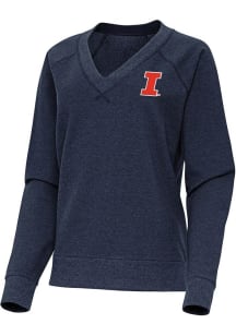 Antigua Illinois Fighting Illini Womens Navy Blue Varsity Crew Sweatshirt