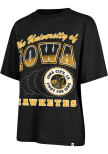 47 Iowa Hawkeyes Womens Black Shimmer Shot Short Sleeve T-Shirt