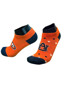 Auburn Tigers Stripe and Dot Womens No Show Socks