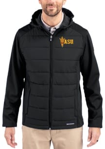 Cutter and Buck Arizona State Sun Devils Mens Black Evoke Hood Big and Tall Lined Jacket