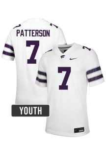 Kaleb Patterson K-State Wildcats Youth White Nike NIL Name And Number Football Jersey