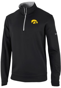 Columbia Iowa Hawkeyes Mens Black Heat Seal Omni Wick Wickhams Hills Long Sleeve Qtr Zip Pullover