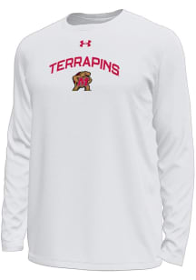 Under Armour Maryland Terrapins White Arch Mascot Tech Stretch Long Sleeve T-Shirt