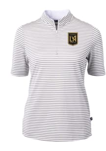 Cutter and Buck Los Angeles FC Womens Grey Virtue Eco Pique Stripe Short Sleeve Polo Shirt