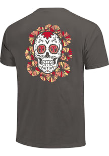 Texas Tech Red Raiders Womens Black Sugar Skull Flowers Short Sleeve T-Shirt