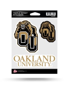 Oakland University Golden Grizzlies Triple Spirit Auto Decal - Brown
