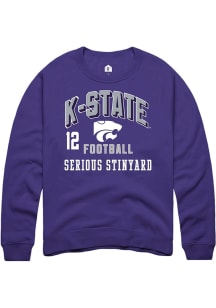 Serious Stinyard K-State Wildcats Mens Purple Football NIL Arch Logo Player Crew
