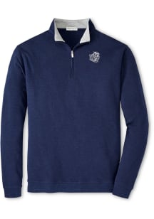 Peter Millar Michigan Wolverines Mens Navy Blue Crown Comfort Long Sleeve Qtr Zip Pullover
