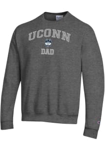 Champion UConn Huskies Mens Charcoal Arch Logo Dad Powerblend Long Sleeve Crew Sweatshirt