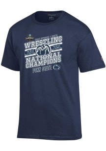 Champion Penn State Nittany Lions Navy Blue 2025 Wrestling National Champions Jersey Short Sleeve..