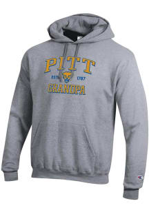 Champion Pitt Panthers Mens Grey Est. Date Grandpa Powerblend Long Sleeve Hoodie